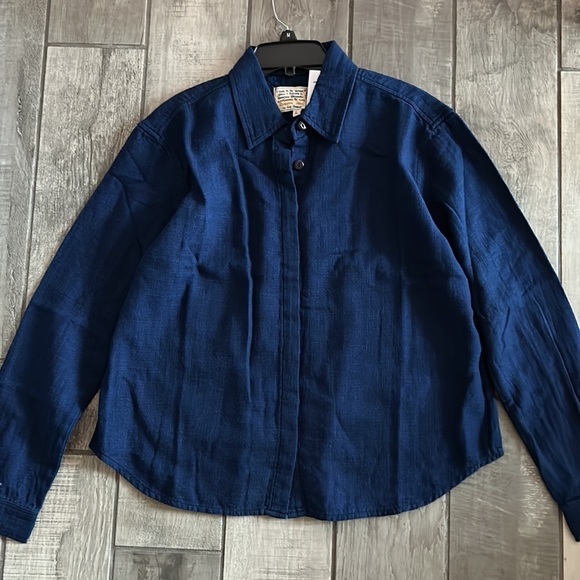 SANDRINE ROSE x Free people VIRGIN denim DARK WASH INDIGO SHACKET LARGE nwt - Picture 1 of 7